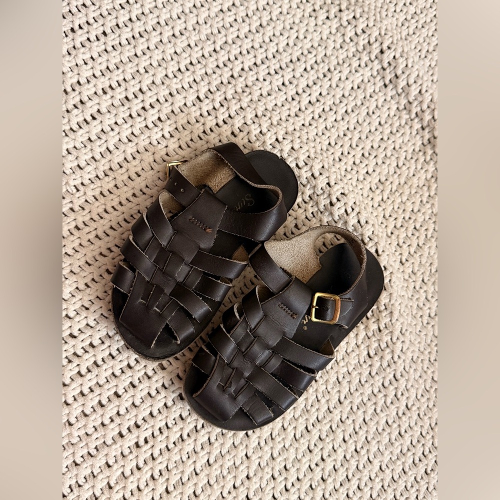 Brown Leather Sandals with Buckle